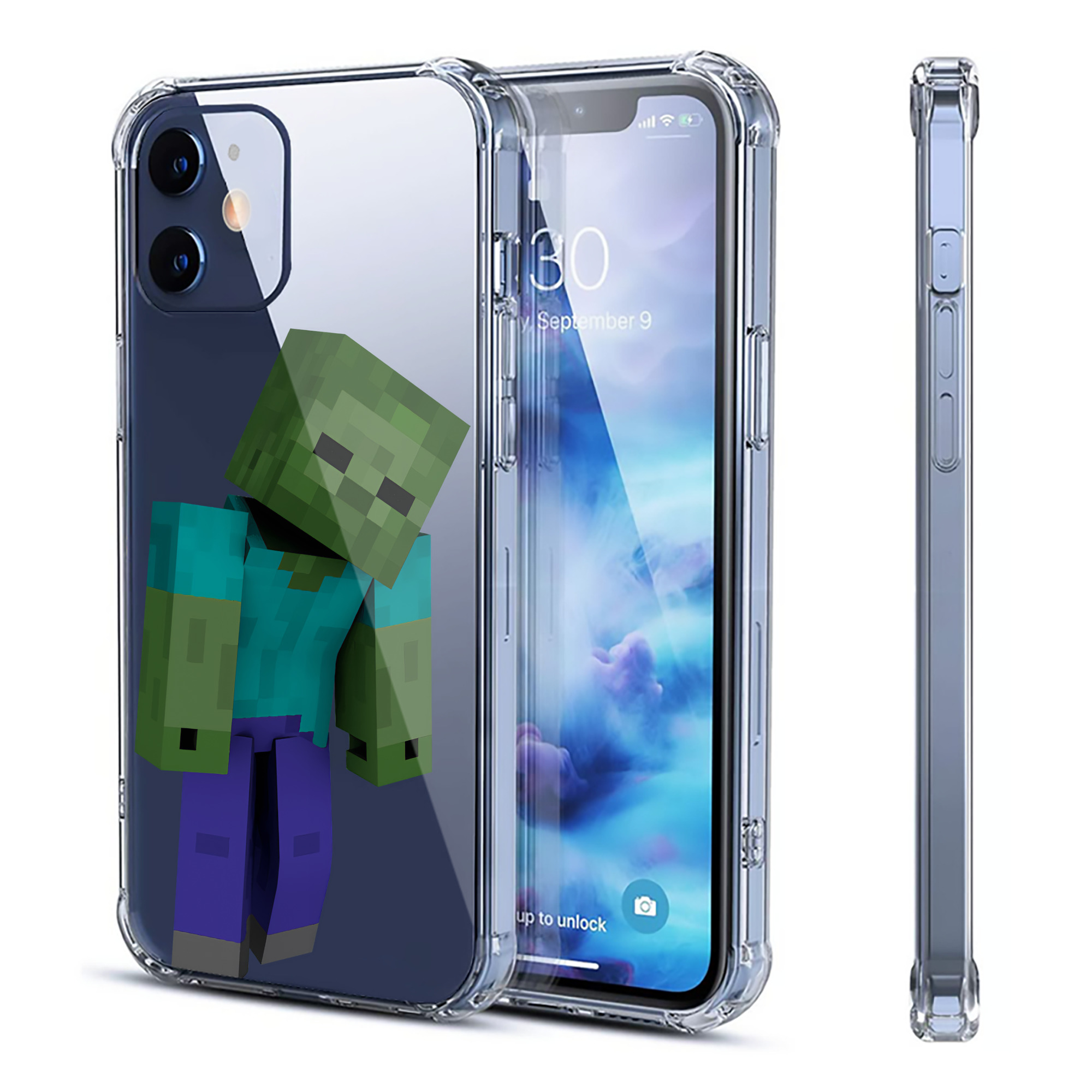 （画像用） マインクラフト ブロックの世界 Minecraft MC Block world 【iPhone 12シリーズ対応】透明スマホケース（クリアソフトケース）